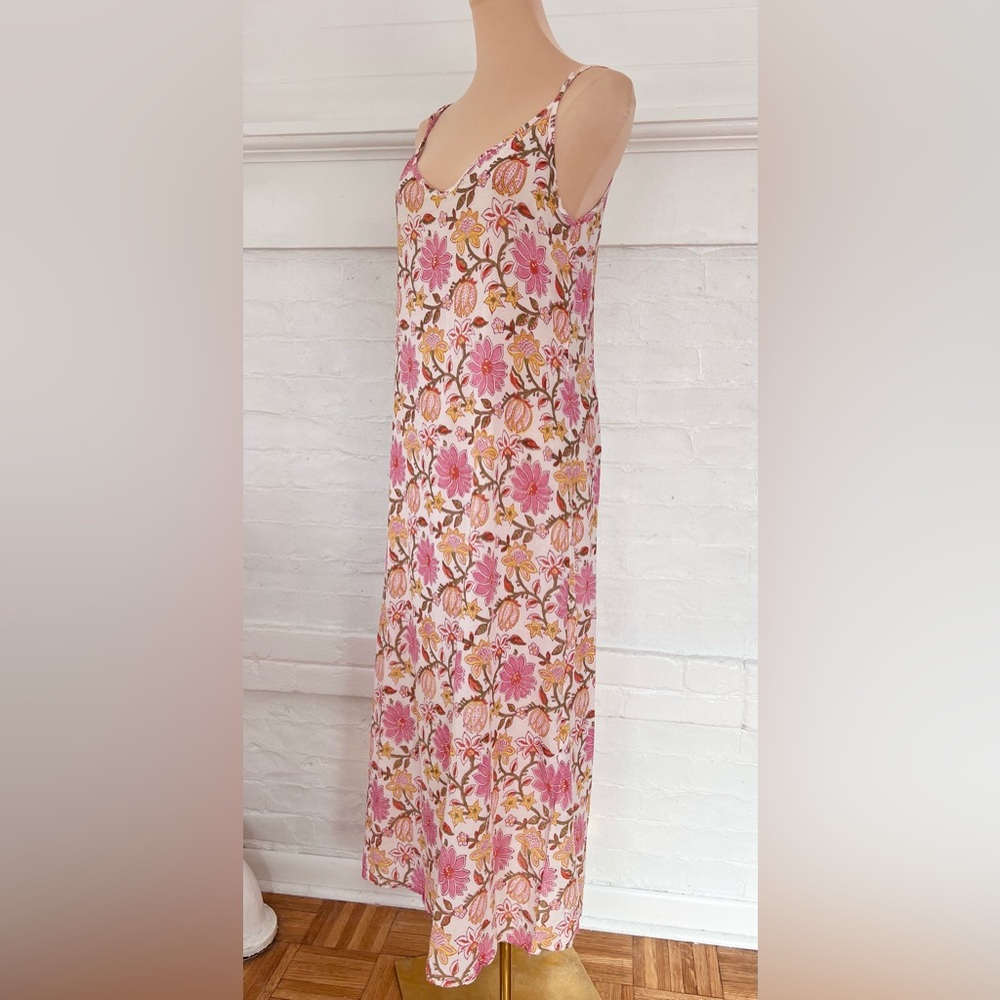 Tysa Design Floral Cotton Maxi Dress Block Print Cotton Boho Sundress Medium - Picture 4 of 13